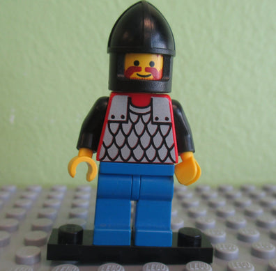 LEGO Minifigure-Scale Mail - Red with Black Arms, Blue Legs, Black Chin-Guard-Castle-CAS152-Creative Brick Builders